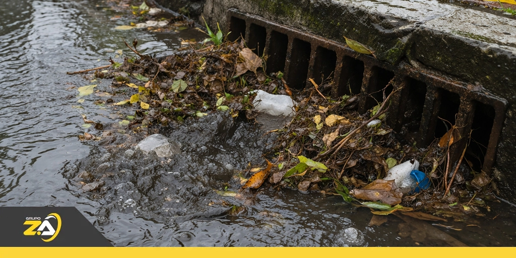 Rede pluvial entupida